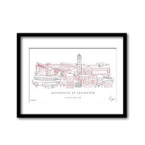 University of Louisville Campus Illustration Graduation Gift Wall Art