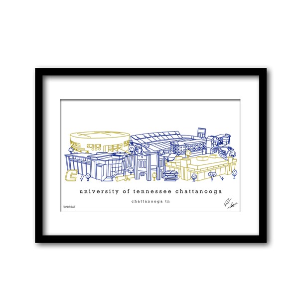 University of Tennessee Chattanooga Campus Illustration Graduation Gift Wall Art