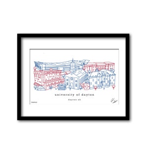 University of Dayton Campus Illustration Graduation Gift Wall Art