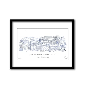 Penn State University Campus Illustration Graduation Gift Wall Art