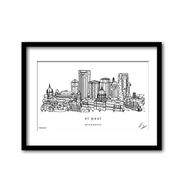 St Paul Minnesota Minimalist Illustration Housewarming Gift Wall Art