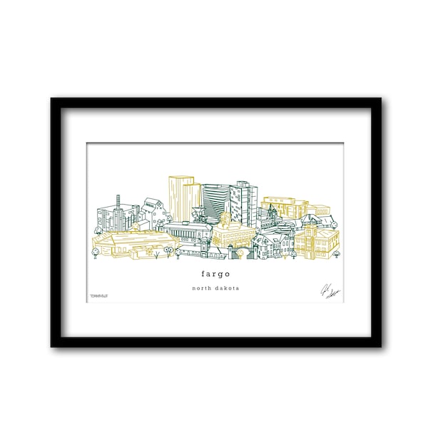 Fargo North Dakota Minimalist Illustration Housewarming Gift Wall Art