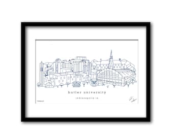 Butler University Campus Illustration Graduation Gift Wall Art