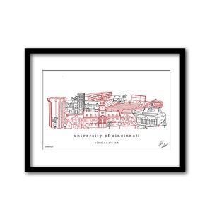 University of Cincinnati Campus Illustration Graduation Gift Wall Art