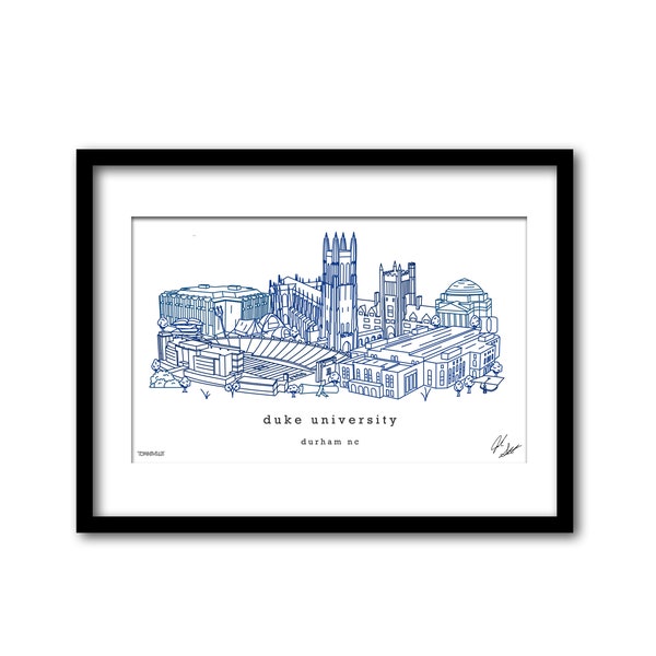 Duke University Campus Illustration Graduation Gift Wall Art