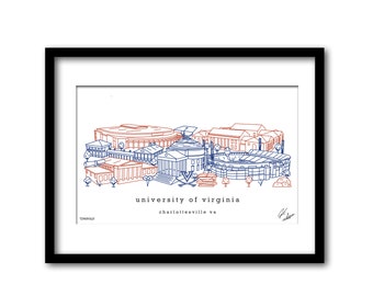 University of Virginia Campus Illustration Graduation Gift Wall Art