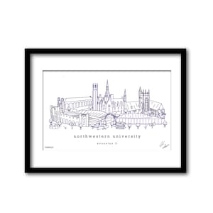 Northwestern University Campus Illustration Graduation Gift Wall Art