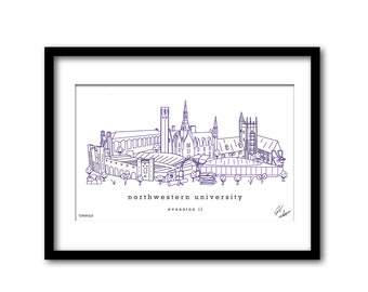 Northwestern University Campus Illustration Graduation Gift Wall Art