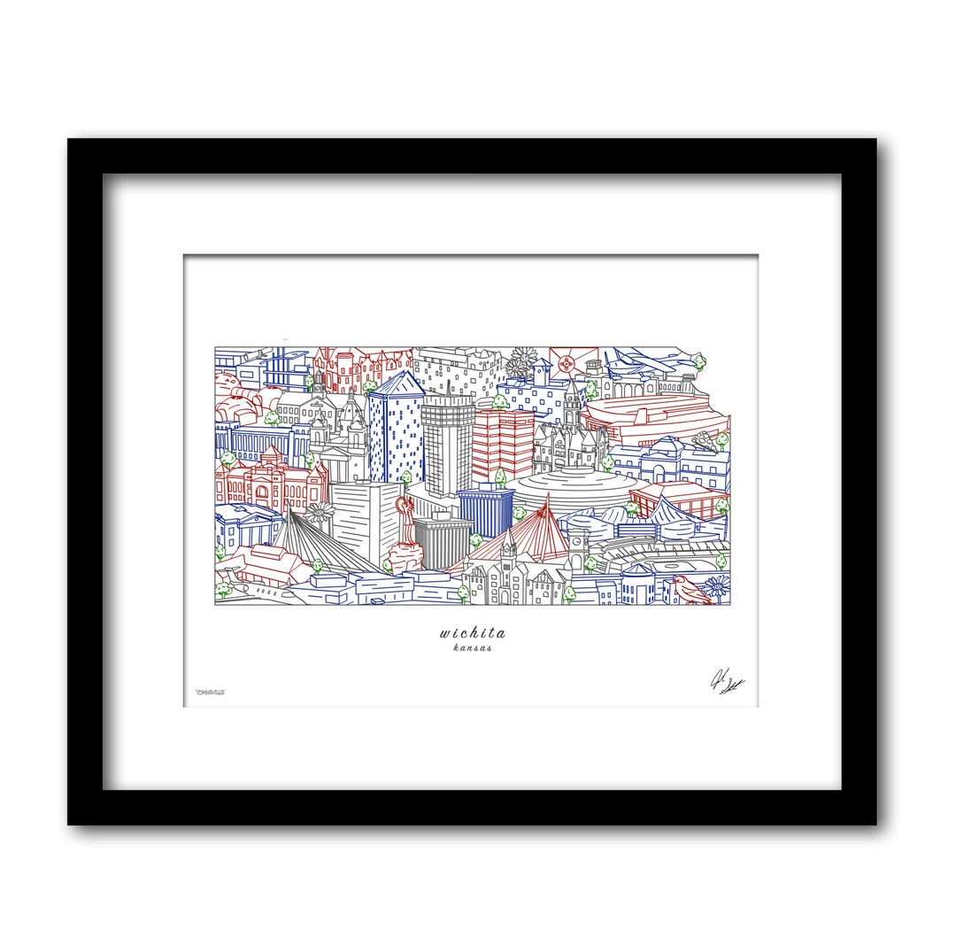 Wichita Kansas Detailed Cityscape Wall Decor Wichita Kansas Etsy
