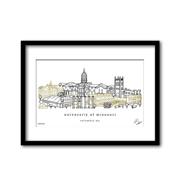 University of Missouri Campus Illustration Graduation Gift Wall Art