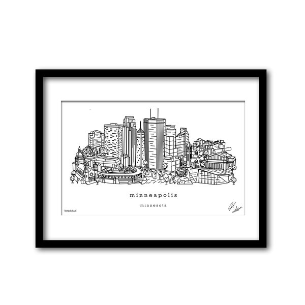 Minneapolis Minnesota Minimalist Illustration Housewarming Gift Wall Art