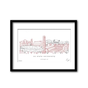 NC State University Campus Illustration Graduation Gift Wall Art