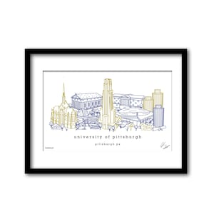 University of Pittsburgh Campus Illustration Graduation Gift Wall Art