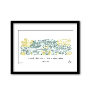 North Dakota State University Campus Illustration Graduation Gift Wall Art