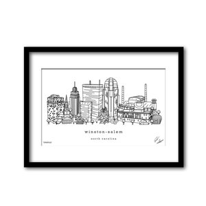 Winston Salem North Carolina Minimalist Illustration Housewarming Gift Wall Art