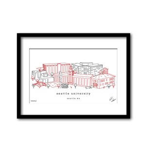 Seattle University Campus Illustration Graduation Gift Wall Art