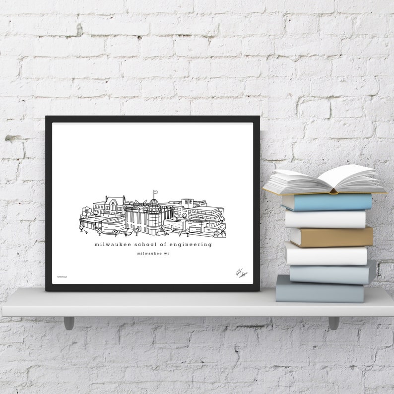MSOE Campus Illustration Graduation Gift Wall Art Etsy
