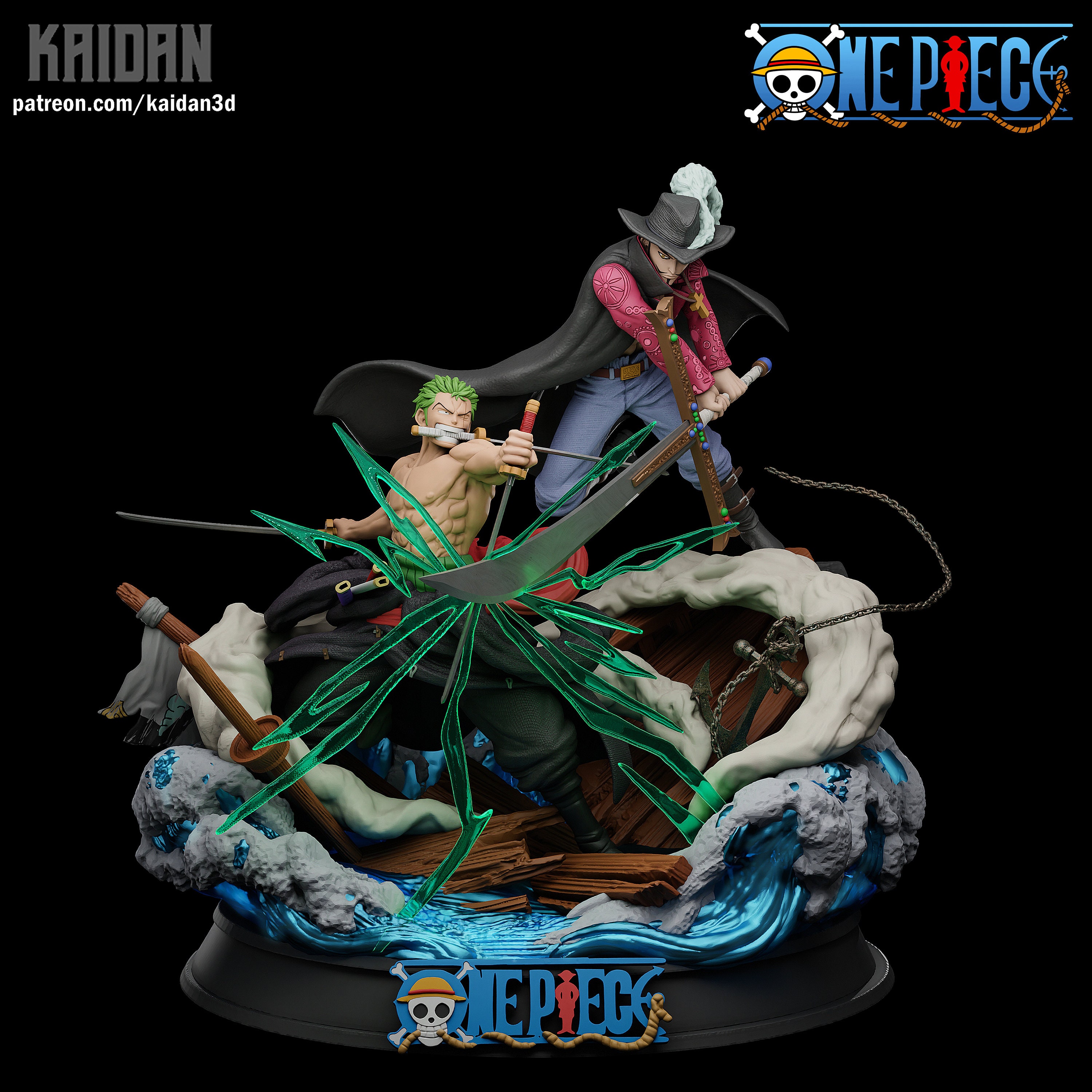 Zoro Vs Mihawk - Tabletop Miniatures for Gaming or Painting