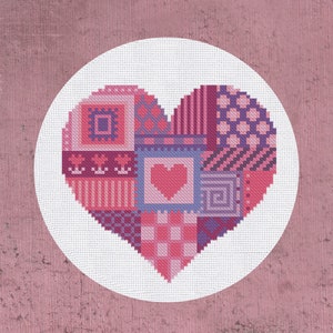 Cross Stitch Pattern Heart with patch Instant Download PDF Counted Chart