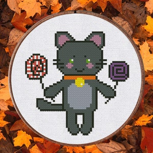 Cross Stitch Pattern Halloween Cat Instant Download PDF Counted Chart