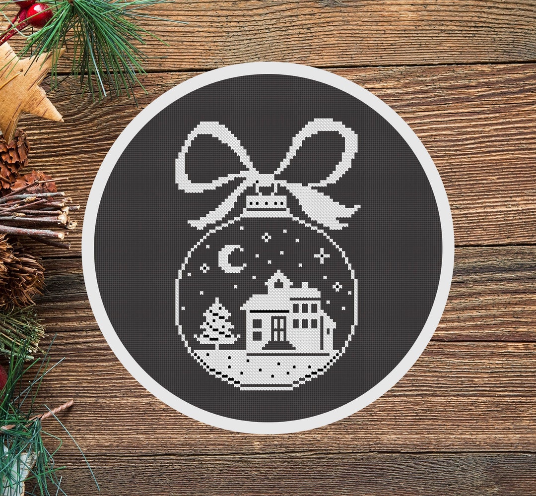 Cross Stitch Pattern White Christmas Snow Globe Instant Download PDF ...