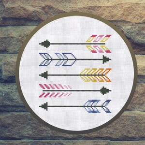 Arrows Cross Stitch Pattern Instant Download PDF Counted Chart Modern Embroidery