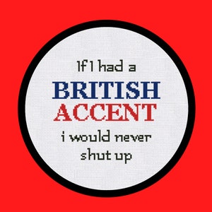 Cross Stitch Pattern British Accent Instant Download PDF Counted Chart Modern Embroidery