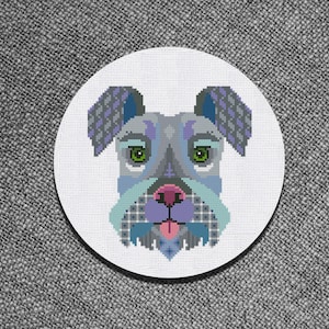 Cross Stitch Pattern Dog Terrier with Ornament Instant Download PDF Counted Chart