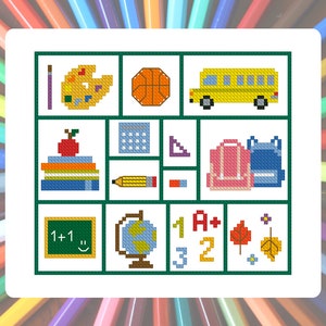 Cross Stitch Pattern Back to School Instant Download PDF Counted Chart