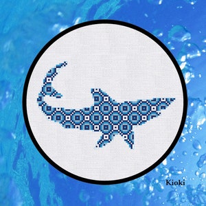 Cross Stitch Pattern Ornament Shark Instant Download PDF Counted Chart