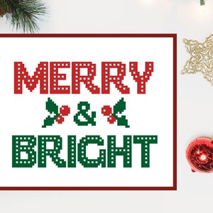 Cross Stitch Pattern Merry and Bright Instant Download PDF Counted Chart