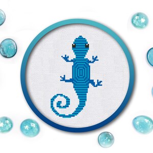 Cross Stitch Pattern Lizard with Ornament Instant Download PDF Counted Chart Modern Embroidery
