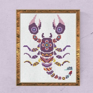 Cross Stitch Pattern Scorpio Zodiac Sign with ornament Instant Download PDF Counted Chart horoscope