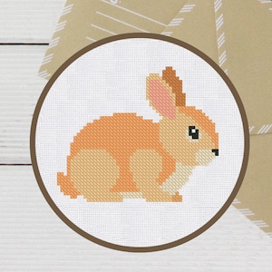Cross Stitch Pattern Bunny Rabbit Instant Download PDF Counted Chart Modern Embroidery Hare