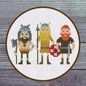 Cross Stitch Pattern Three vikings Instant Download PDF Counted Chart