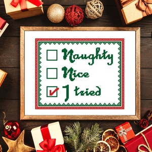 Cross Stitch Pattern Naughty or nice Instant Download PDF Counted Chart