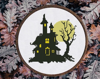 Cross Stitch Pattern Haunted House Instant Download PDF Counted chart Witch House