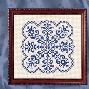 Cross Stitch Pattern Blue Flower Sampler Instant Download PDF Counted Chart