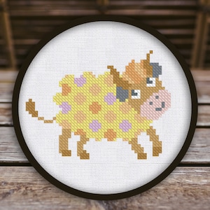 Cross Stitch Pattern Little Sheep Instant Download PDF Counted Chart Modern Embroidery