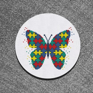 Cross Stitch Pattern Butterfly with Puzzle Ornament Instant Download PDF Counted Chart