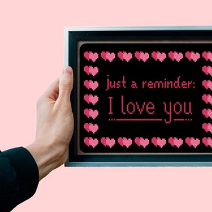 Cross Stitch Pattern Reminder I love you Instant Download PDF Counted Chart