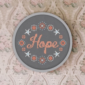 Cross Stitch Pattern Hope Instant Download PDF Counted Chart Modern Embroidery