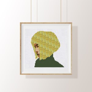Cross Stitch Pattern Blonde Girl with Ornament Instant Download PDF Counted Chart