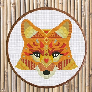 Cross Stitch Pattern Colorful Fox Instant Download PDF Counted Chart