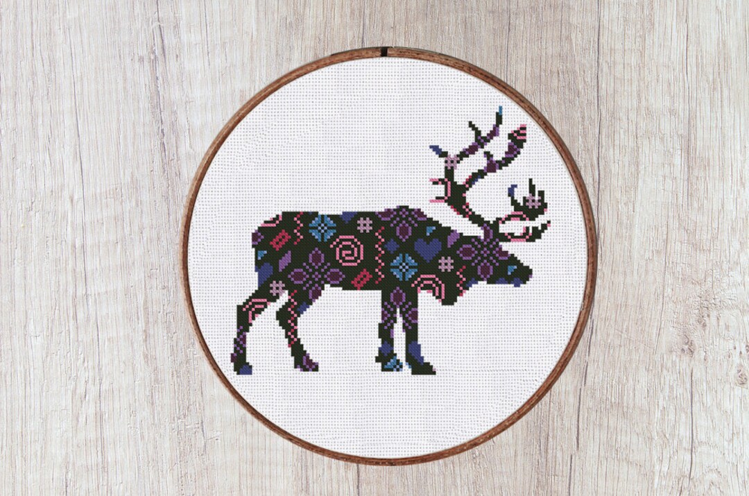Cross Stitch Pattern Deer With Ornament Instant Download PDF Counted ...