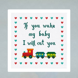 Cross Stitch Pattern Don&#39;t wake the baby Instant Download PDF Counted Chart