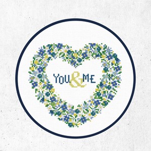 Cross Stitch Pattern You and Me Heart Instant Download PDF Counted Chart