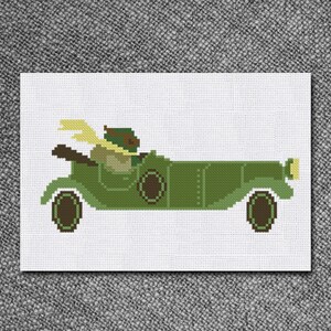 Cross Stitch Pattern Mr Toad in Retro car (wind in the willows) Instant Download PDF Counted Chart
