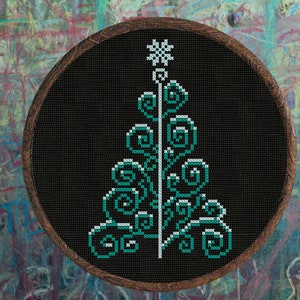 Cross Stitch Pattern Whimsical Christmas Tree Instant Download PDF Counted Chart