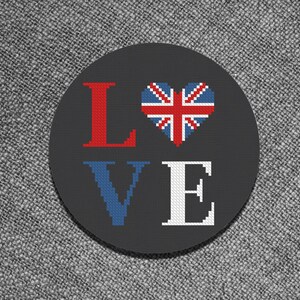 Cross Stitch Pattern British Flag Love Instant Download PDF Counted Chart